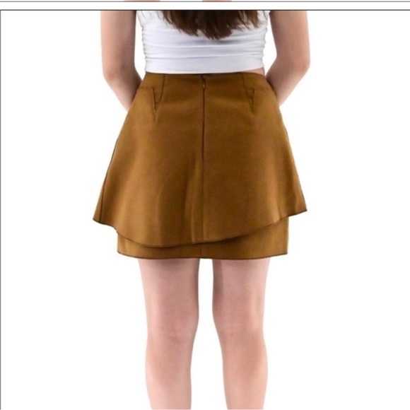 Anthropologie Meadow Rue Brown Felt Mini skirt - Picture 2 of 11